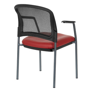 ProGrid® Mesh Back Titanium Finish Stacking Visitor's Chair with Arms, Silver Ion Technology Dillon Seat