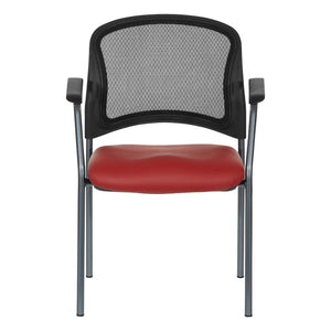 ProGrid® Mesh Back Titanium Finish Stacking Visitor's Chair with Arms, Silver Ion Technology Dillon Seat