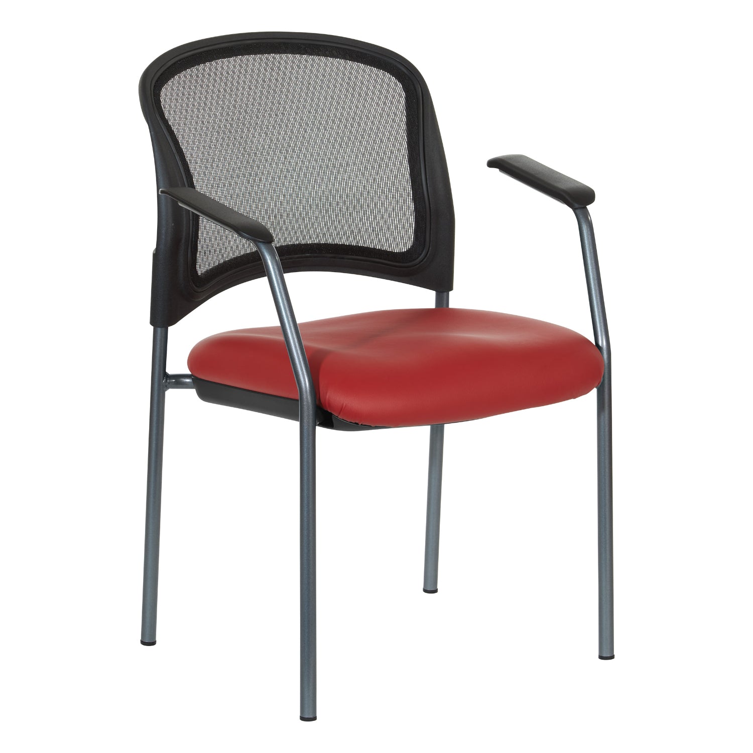 ProGrid® Mesh Back Titanium Finish Stacking Visitor's Chair with Arms, Silver Ion Technology Dillon Seat