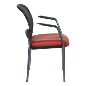 ProGrid® Mesh Back Titanium Finish Stacking Visitor's Chair with Arms, Silver Ion Technology Dillon Seat