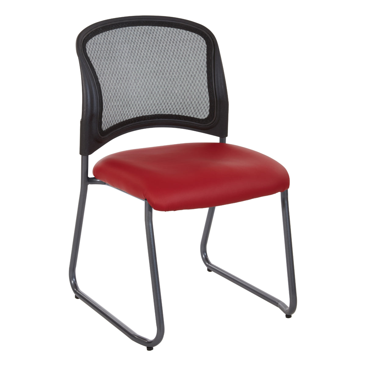 ProGrid® Mesh Back Titanium Finish Stacking Sled Base Visitor's Chair, Silver Ion Technology Dillon Seat
