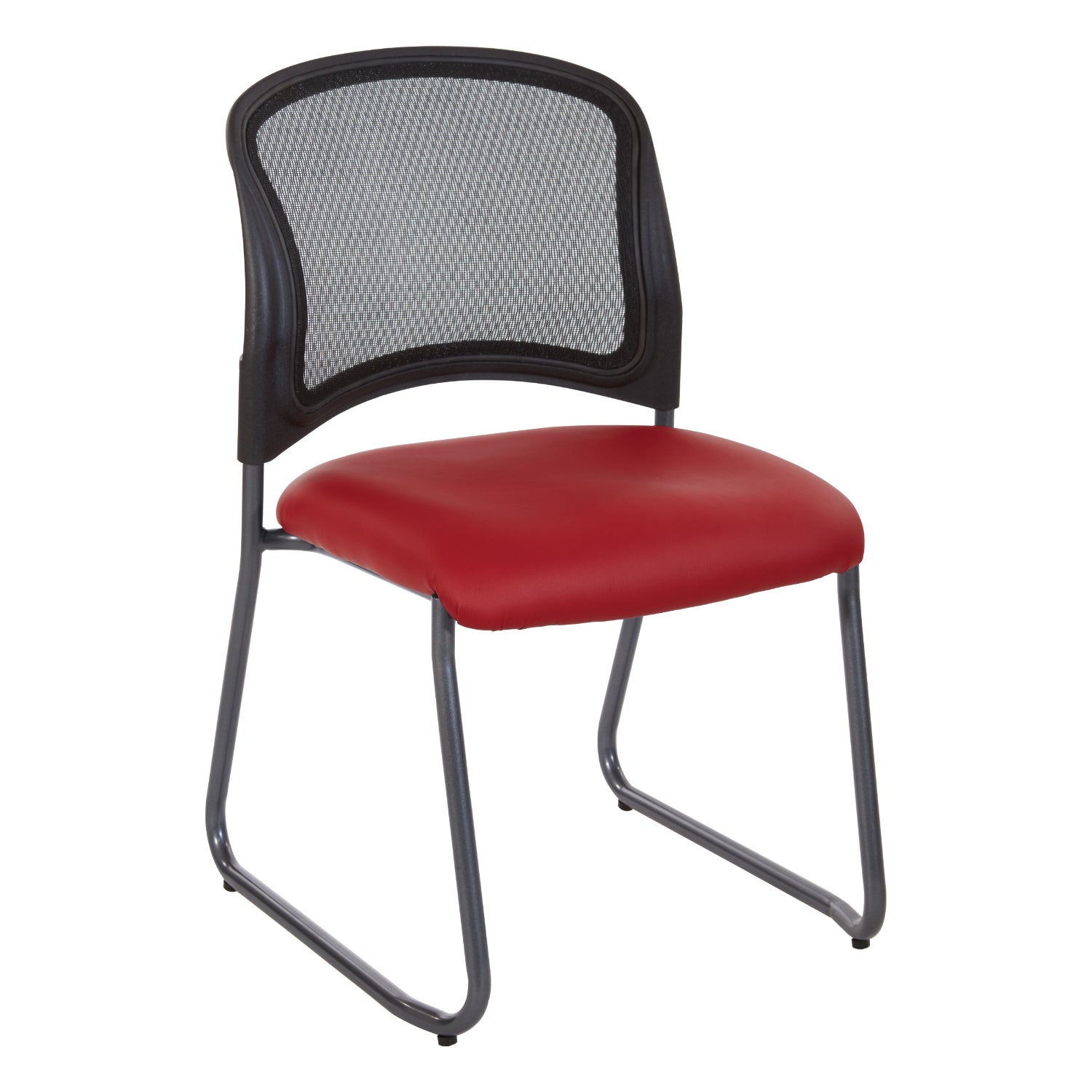 ProGrid® Mesh Back Titanium Finish Stacking Sled Base Visitor's Chair, Silver Ion Technology Dillon Seat