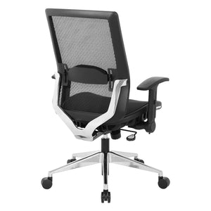 Black Matrix Back Manager's Chair with Black Matrix Seat, Height Adjustable Lumbar Support, Adjustable Flip Arms and Polished Aluminum Back Support and Base