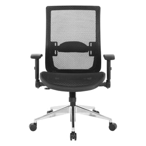 Black Matrix Back Manager's Chair with Black Matrix Seat, Height Adjustable Lumbar Support, Adjustable Flip Arms and Polished Aluminum Back Support and Base