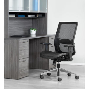 Black Matrix Back Manager's Chair with Black Matrix Seat, Height Adjustable Lumbar Support, Adjustable Flip Arms and Polished Aluminum Back Support and Base