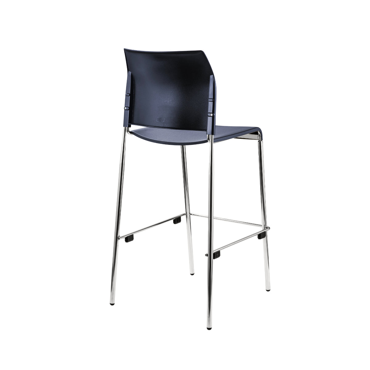Cafetorium Bar Stool, Navy Plastic Seat, Chrome Frame