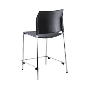 Cafetorium Counter Height Stool, Charcoal Plastic Seat, Chrome Frame