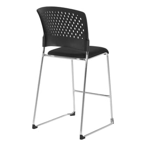 Tall Stacking Visitor’s Chair with Ventilated Plastic Back and FreeFlex® II Coal Padded Fabric Seat with Silver EPD Finish Sled Base, 23-Pack with Dolly