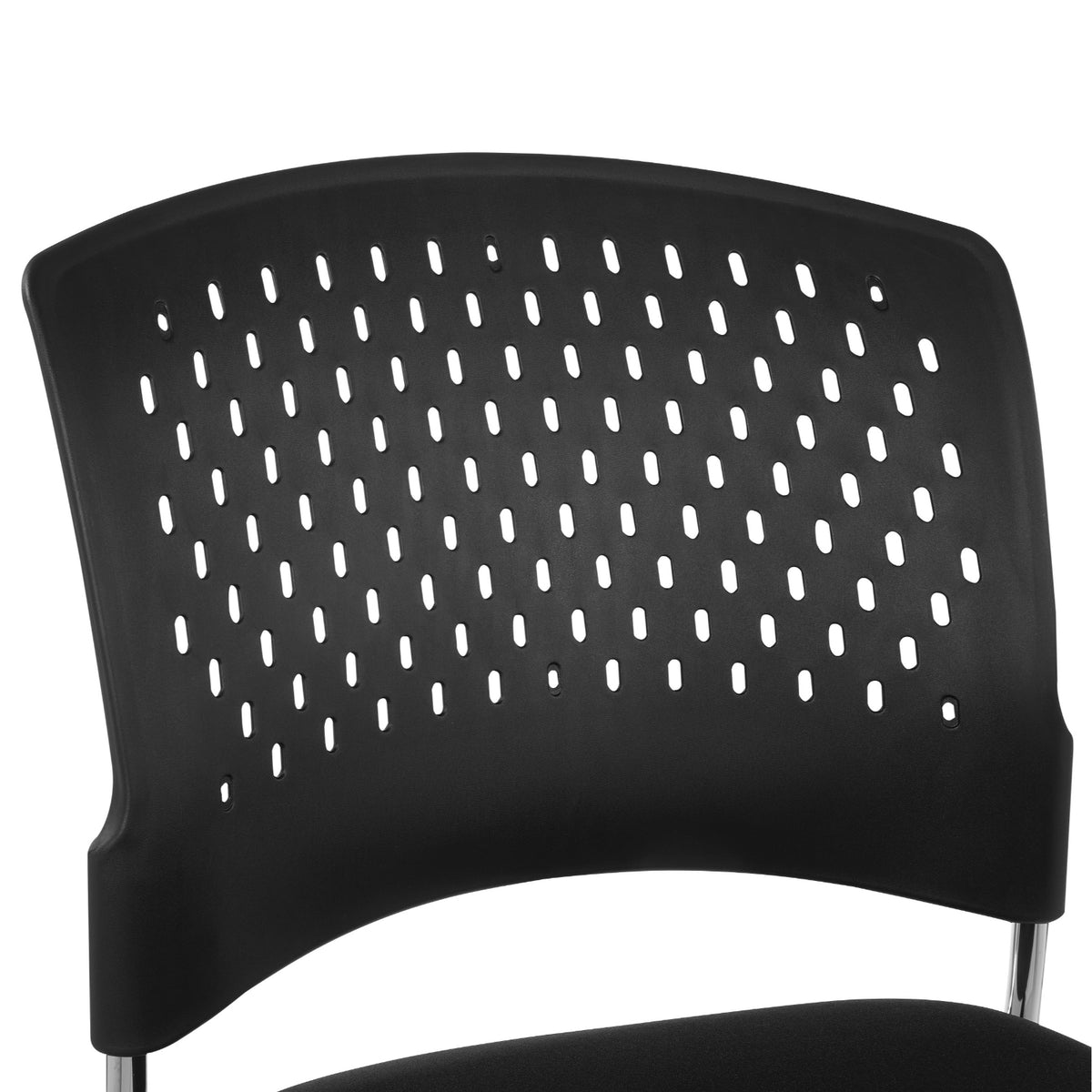 Tall Stacking Visitor’s Chair with Ventilated Plastic Back and FreeFlex® II Coal Padded Fabric Seat with Silver EPD Finish Sled Base, 2-Pack