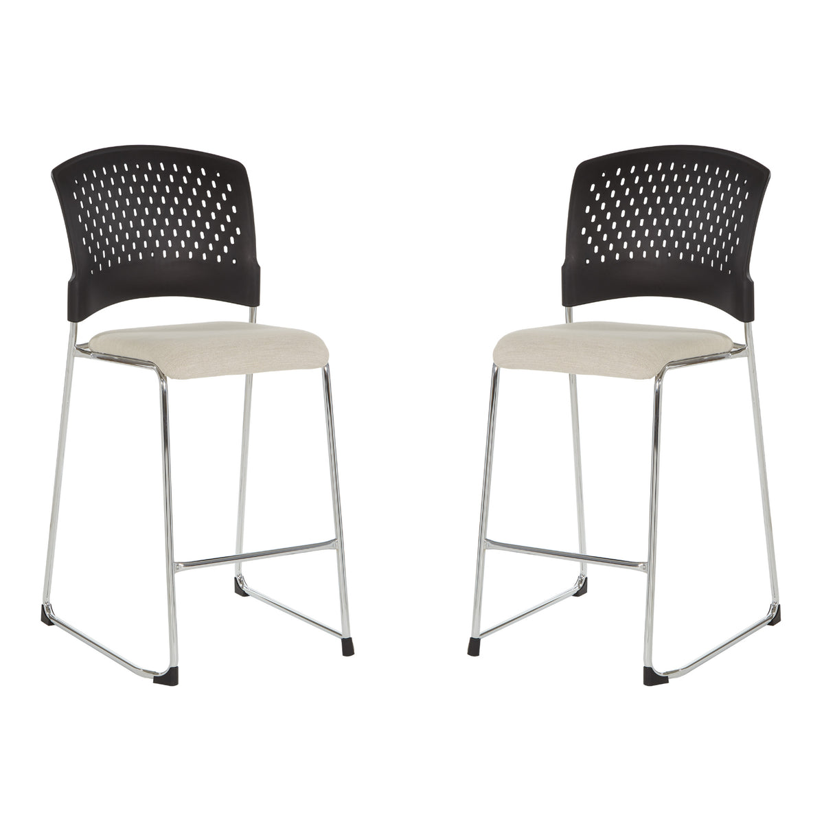 Tall Stacking Visitor’s Chair with Ventilated Plastic Back and Silver Ion Technology Dillon Seat with Silver EPD Finish Sled Base, 2-Pack