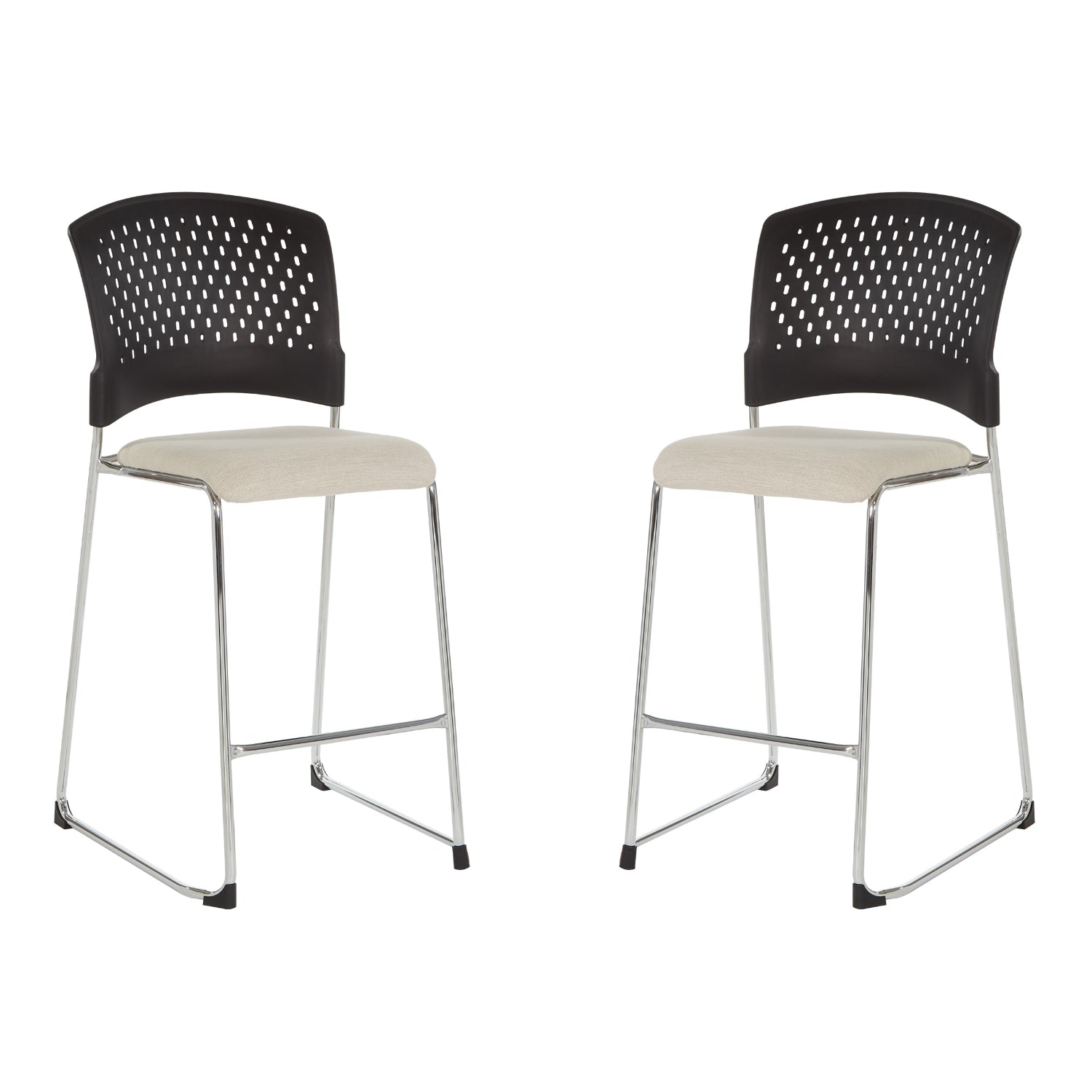Tall Stacking Visitor’s Chair with Ventilated Plastic Back and Silver Ion Technology Dillon Seat with Silver EPD Finish Sled Base, 2-Pack