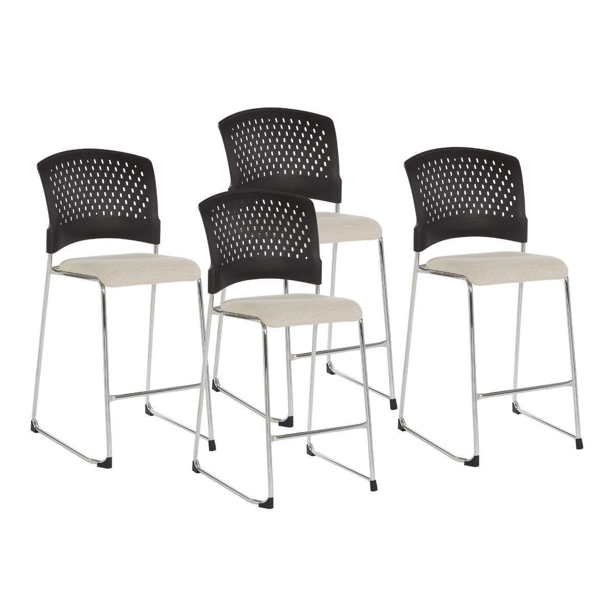 Tall Stacking Visitor’s Chair with Ventilated Plastic Back and Silver Ion Technology Dillon Seat with Silver EPD Finish Sled Base, 4-Pack