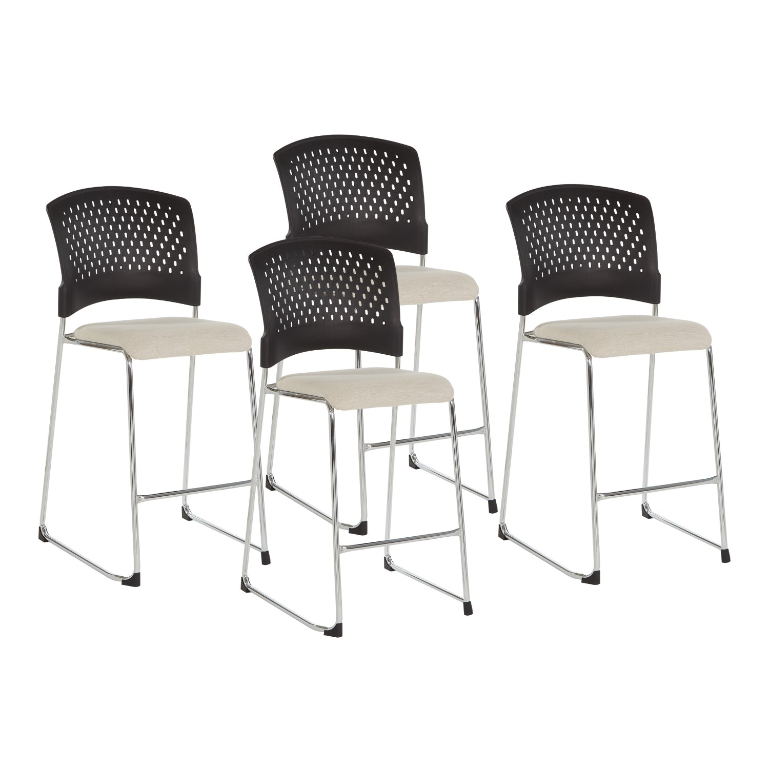 Tall Stacking Visitor’s Chair with Ventilated Plastic Back and Silver Ion Technology Dillon Seat with Silver EPD Finish Sled Base, 4-Pack