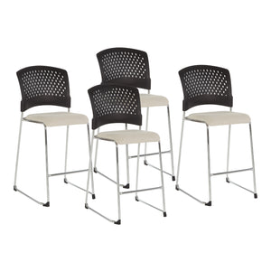 Tall Stacking Visitor’s Chair with Ventilated Plastic Back and Silver Ion Technology Dillon Seat with Silver EPD Finish Sled Base, 4-Pack