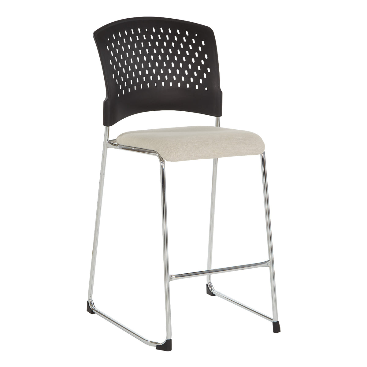Tall Stacking Visitor’s Chair with Ventilated Plastic Back and Silver Ion Technology Dillon Seat with Silver EPD Finish Sled Base, 2-Pack
