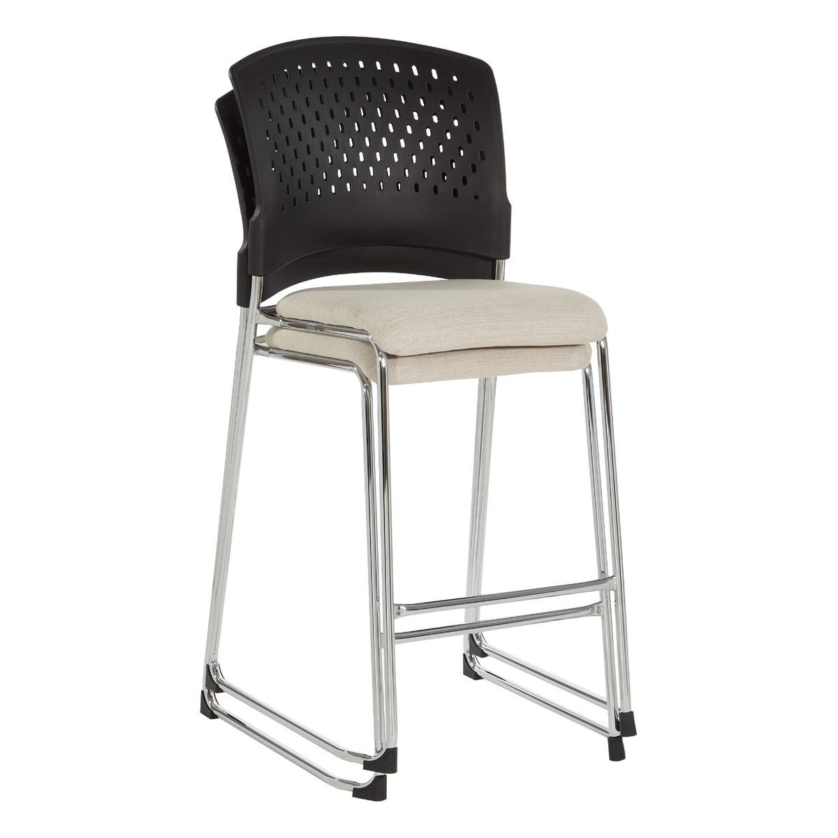 Tall Stacking Visitor’s Chair with Ventilated Plastic Back and Silver Ion Technology Dillon Seat with Silver EPD Finish Sled Base, 4-Pack