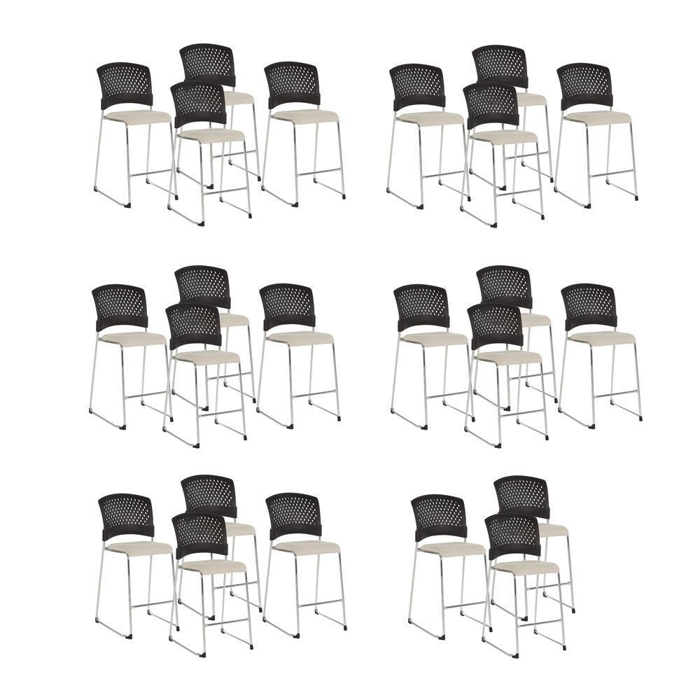 Tall Stacking Visitor’s Chair with Ventilated Plastic Back and Silver Ion Technology Dillon Seat with Silver EPD Finish Sled Base, 23-Pack with Dolly