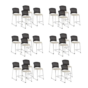 Tall Stacking Visitor’s Chair with Ventilated Plastic Back and Silver Ion Technology Dillon Seat with Silver EPD Finish Sled Base, 23-Pack with Dolly