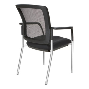 Guest Chair with Mesh Back, FreeFlex® II Coal Padded Fabric Seat and Silver EPD Finish Frame