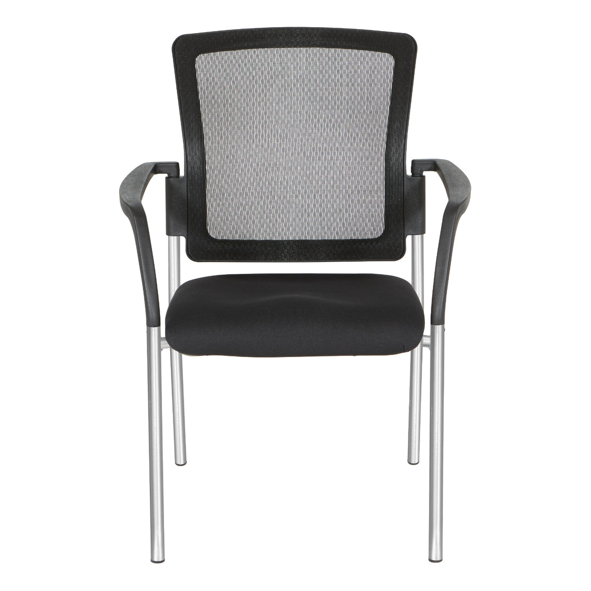 Guest Chair with Mesh Back, FreeFlex® II Coal Padded Fabric Seat and Silver EPD Finish Frame