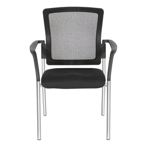 Guest Chair with Mesh Back, FreeFlex® II Coal Padded Fabric Seat and Silver EPD Finish Frame