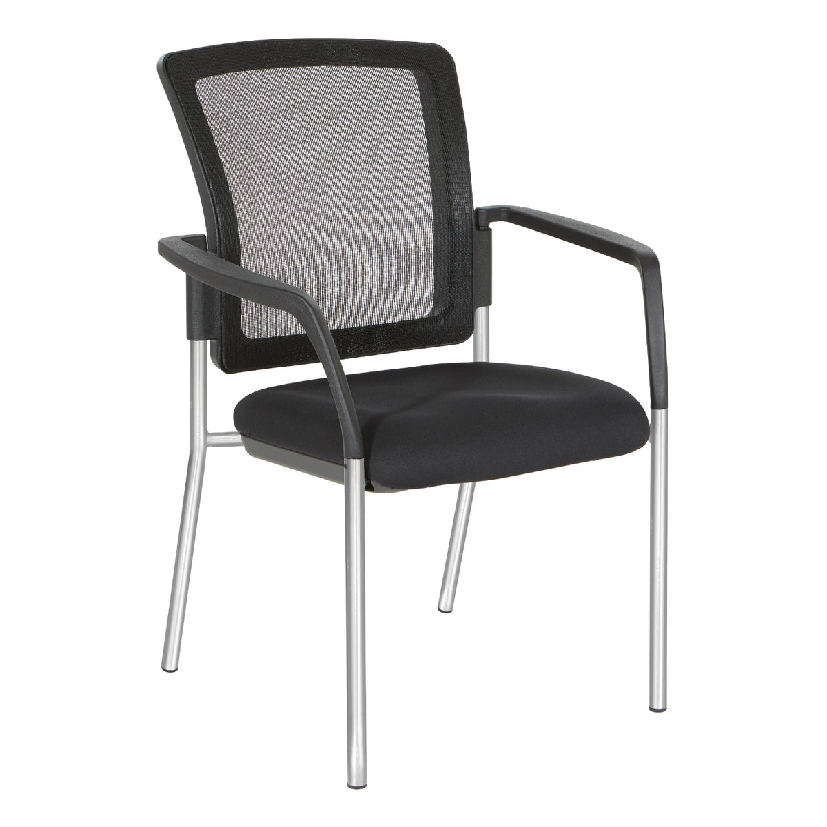 Guest Chair with Mesh Back, FreeFlex® II Coal Padded Fabric Seat and Silver EPD Finish Frame