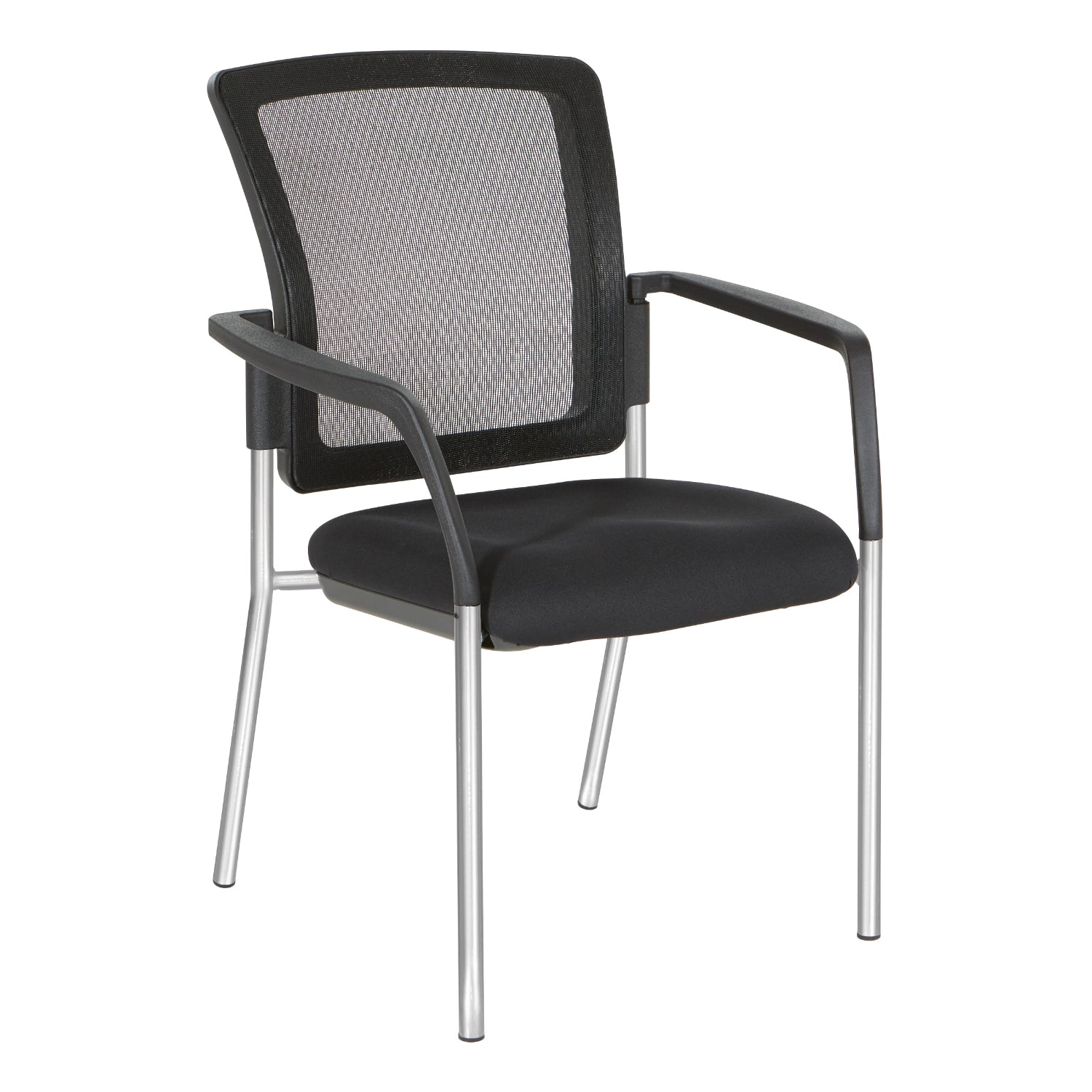 Guest Chair with Mesh Back, FreeFlex® II Coal Padded Fabric Seat and Silver EPD Finish Frame