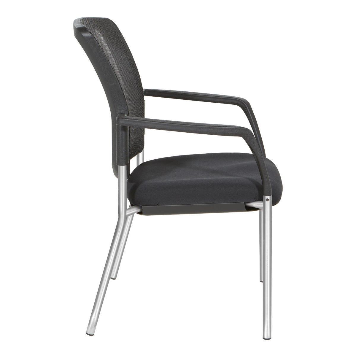 Guest Chair with Mesh Back, FreeFlex® II Coal Padded Fabric Seat and Silver EPD Finish Frame