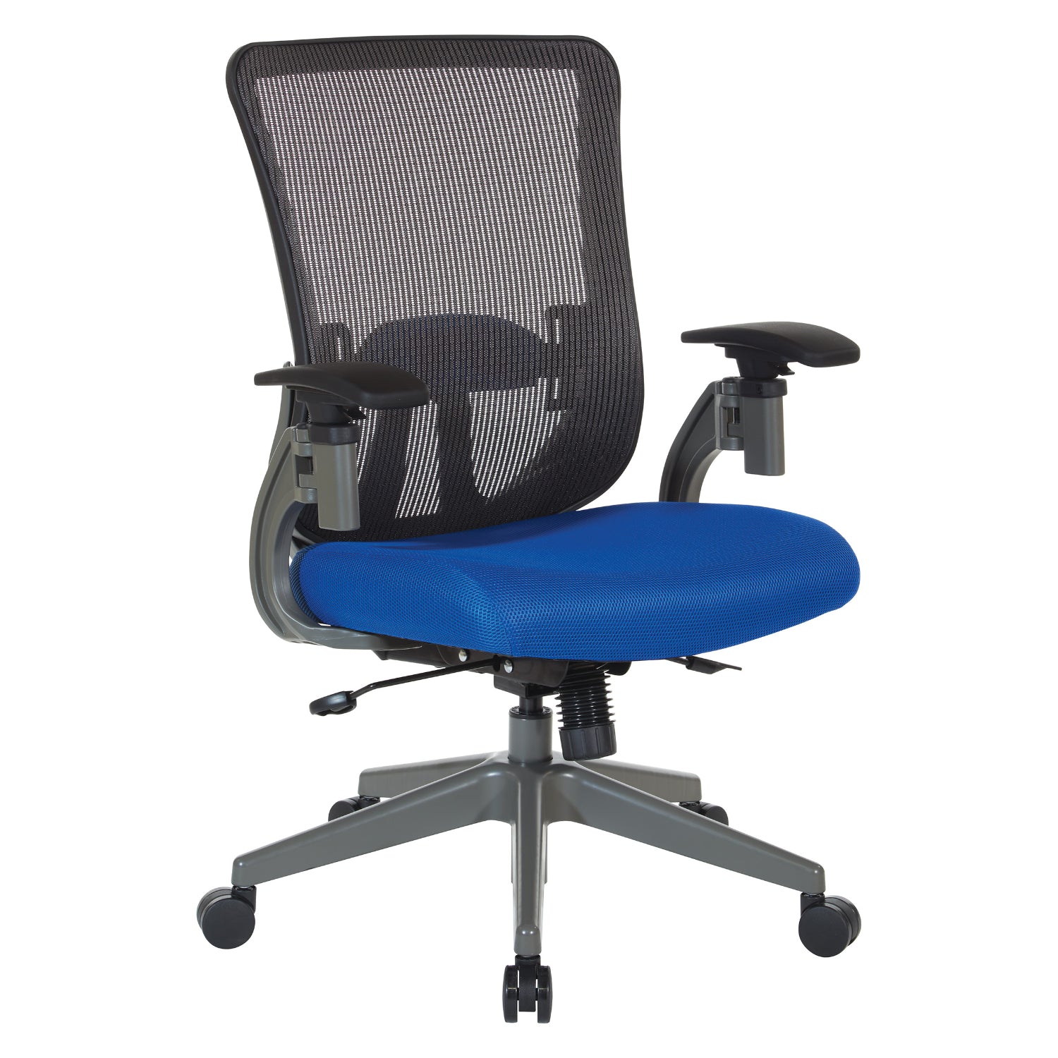 Gaming Chair with Adjustable Mesh Back-Blue - Blue