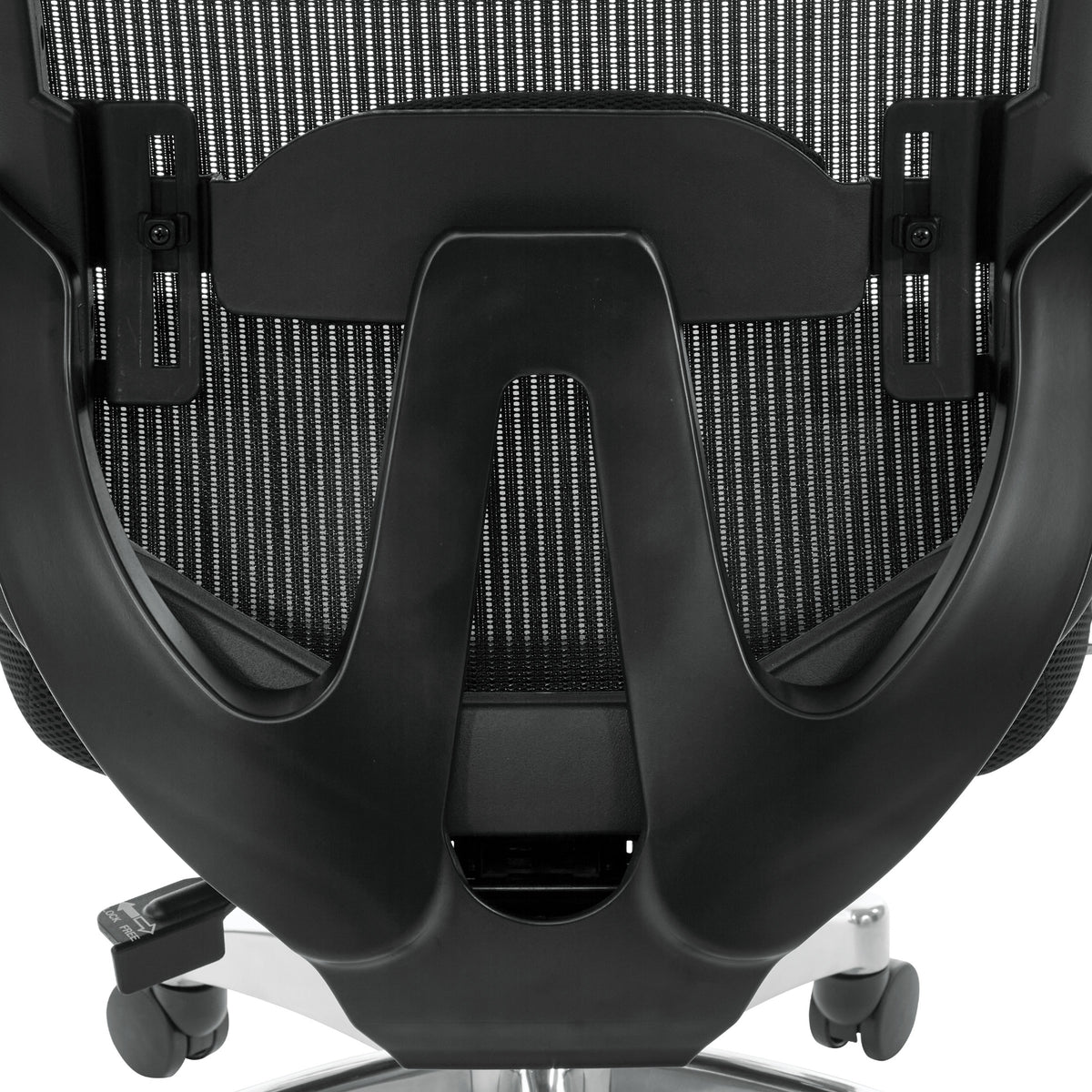 Black Vertical Mesh Back Manager's Chair with Black Bonded Leather Seat, Height Adjustable Lumbar Support, Height Adjustable Padded Arms and Polished Aluminum Base