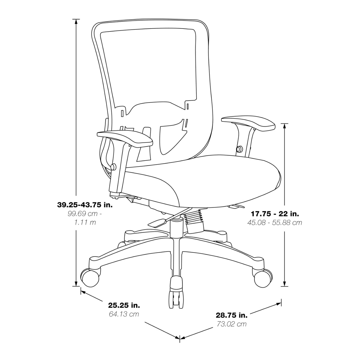Black Vertical Mesh Back Manager's Chair with Black Bonded Leather Seat, Height Adjustable Lumbar Support, Height Adjustable Padded Arms and Polished Aluminum Base