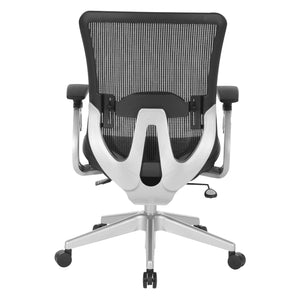 Black Vertical Mesh Seat and Back Manager's Chair with Height Adjustable Lumbar Support, Height Adjustable Padded Arms and Silver Angled Nylon Base
