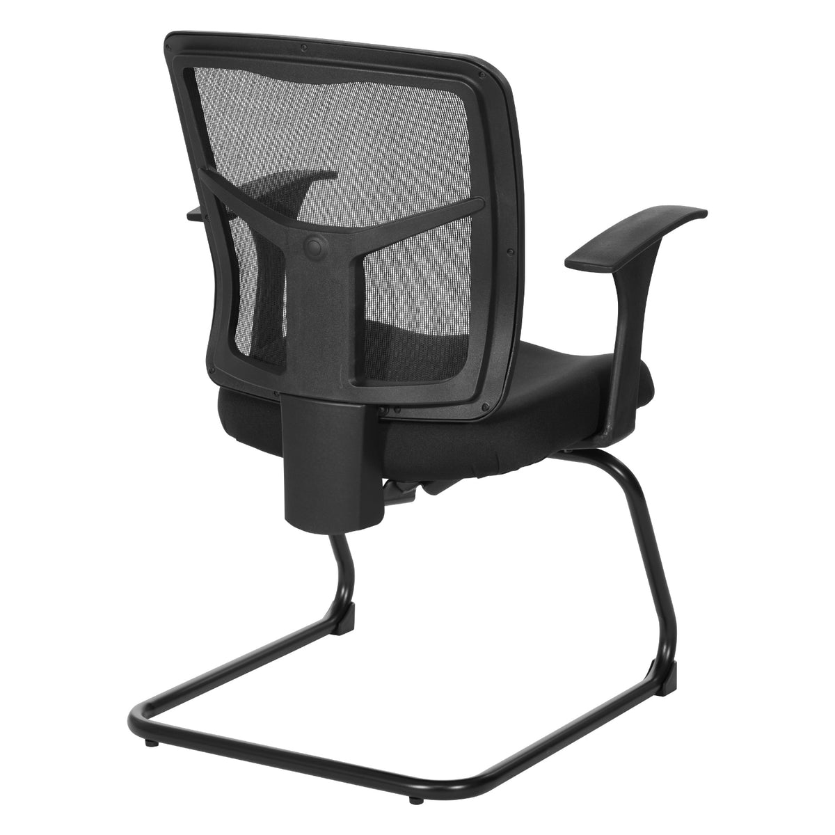 ProGrid® Mesh Back Visitor’s Chair with Arms and Sled Base, Padded Fabric Seat