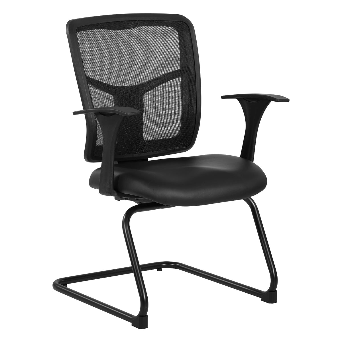 ProGrid® Mesh Back Visitor’s Chair with Arms and Sled Base, Black Dillon Seat