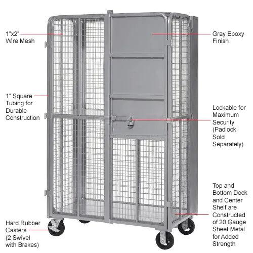 Global Industrial Fold-Up Security Truck, Gray, 27"W x 44-1⁄3"L x 76"H, 2000 lb. Capacity