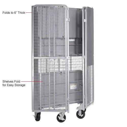 Global Industrial Fold-Up Security Truck, Gray, 27"W x 44-1⁄3"L x 76"H, 2000 lb. Capacity