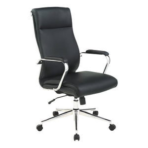 High-Back Manager's Chair in Silver Ion Technology Dillon with Padded Chrome Arms and Chrome Base