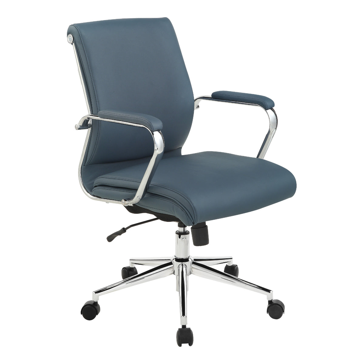 Mid-Back Manager's Chair in Silver Ion Technology Dillon with Padded Chrome Arms and Chrome Base