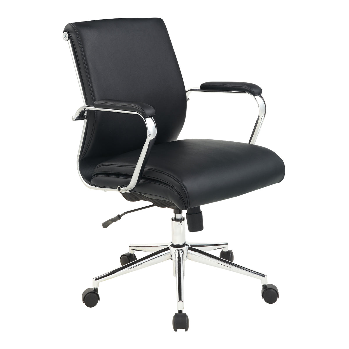 Mid-Back Manager's Chair in Silver Ion Technology Dillon with Padded Chrome Arms and Chrome Base
