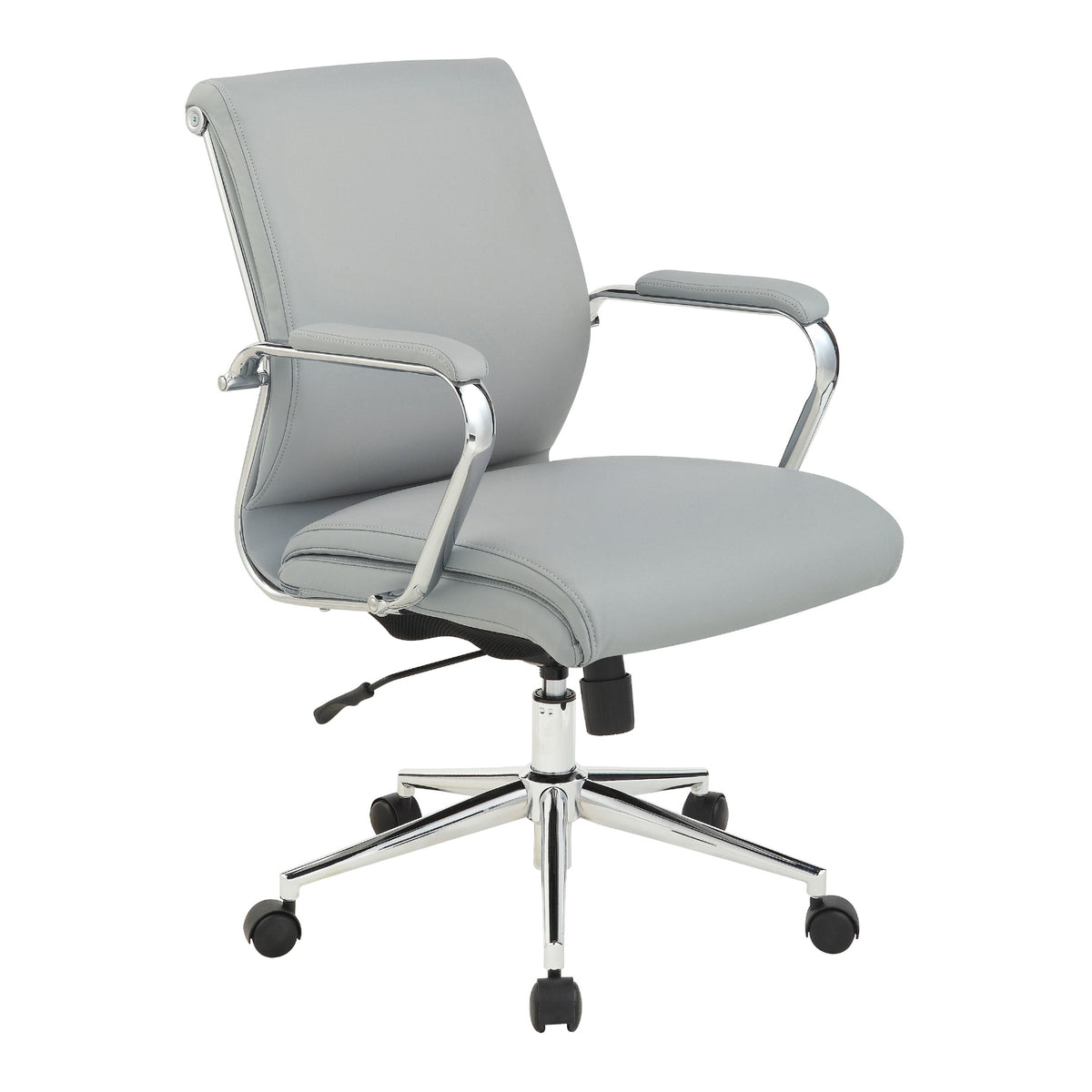 Mid-Back Manager's Chair in Silver Ion Technology Dillon with Padded Chrome Arms and Chrome Base