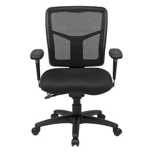ProGrid® Mesh Back Manager's Chair with 3-Way Adjustable Arms, Padded Silver Ion Technology Dillon Fabric Seat