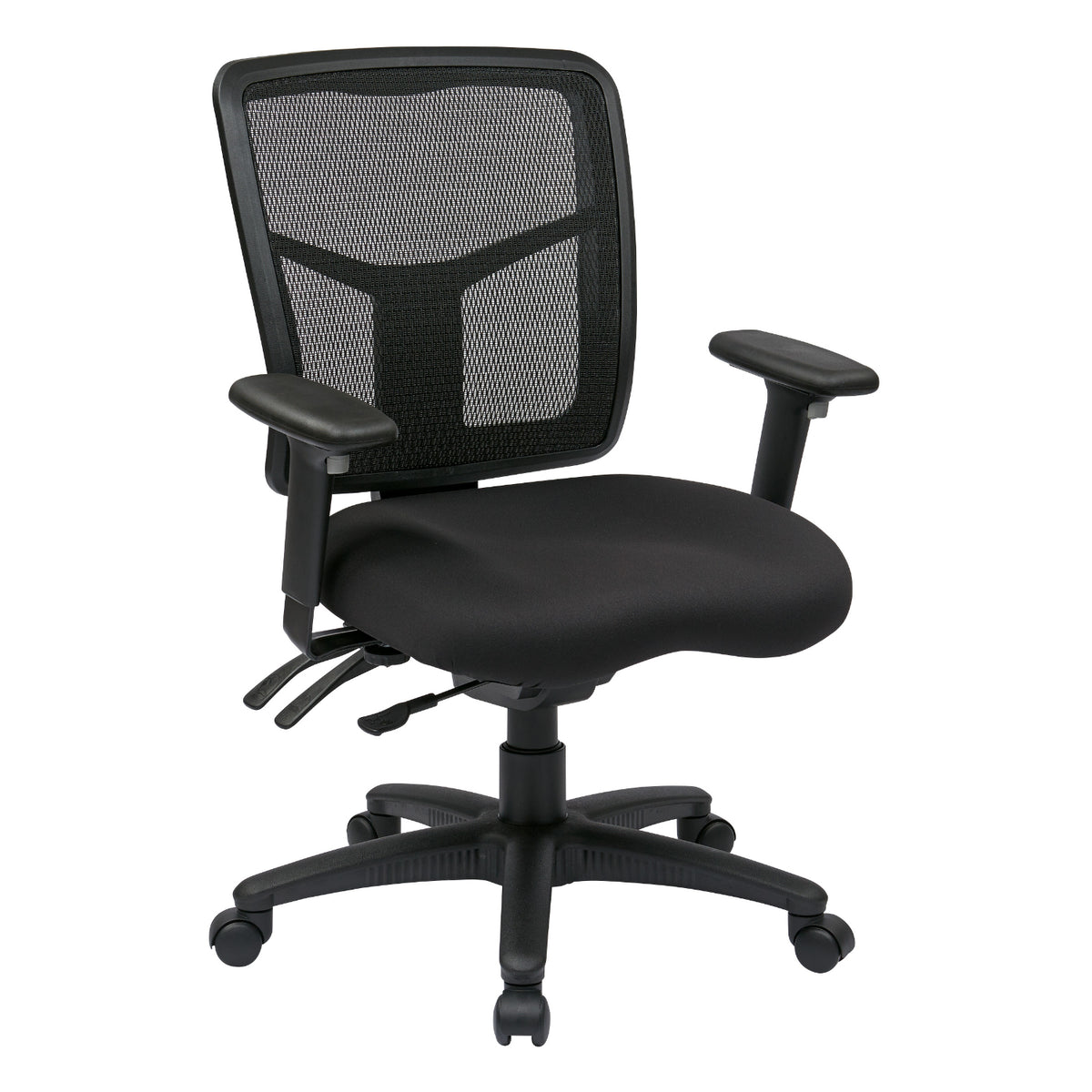 ProGrid® Mesh Back Manager's Chair with 3-Way Adjustable Arms, Padded Silver Ion Technology Dillon Fabric Seat