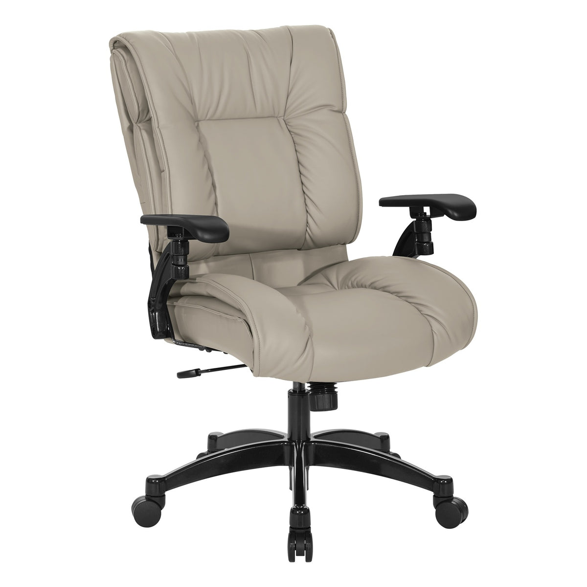 Leather Conference Chair with Cantilever Arms and Industrial Steel Finish Base