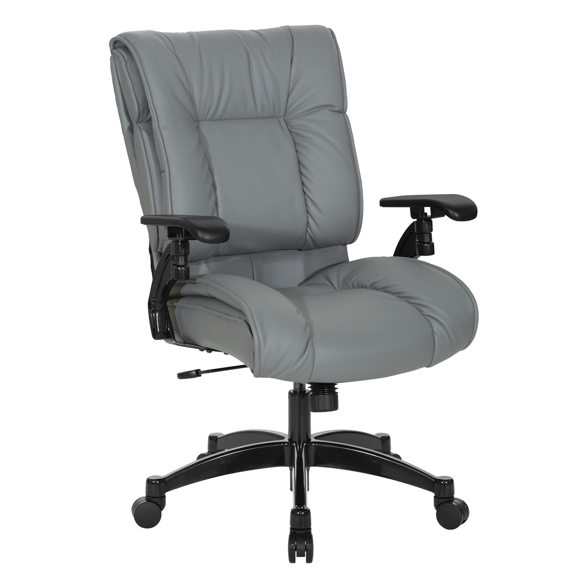 Leather Conference Chair with Cantilever Arms and Industrial Steel Finish Base