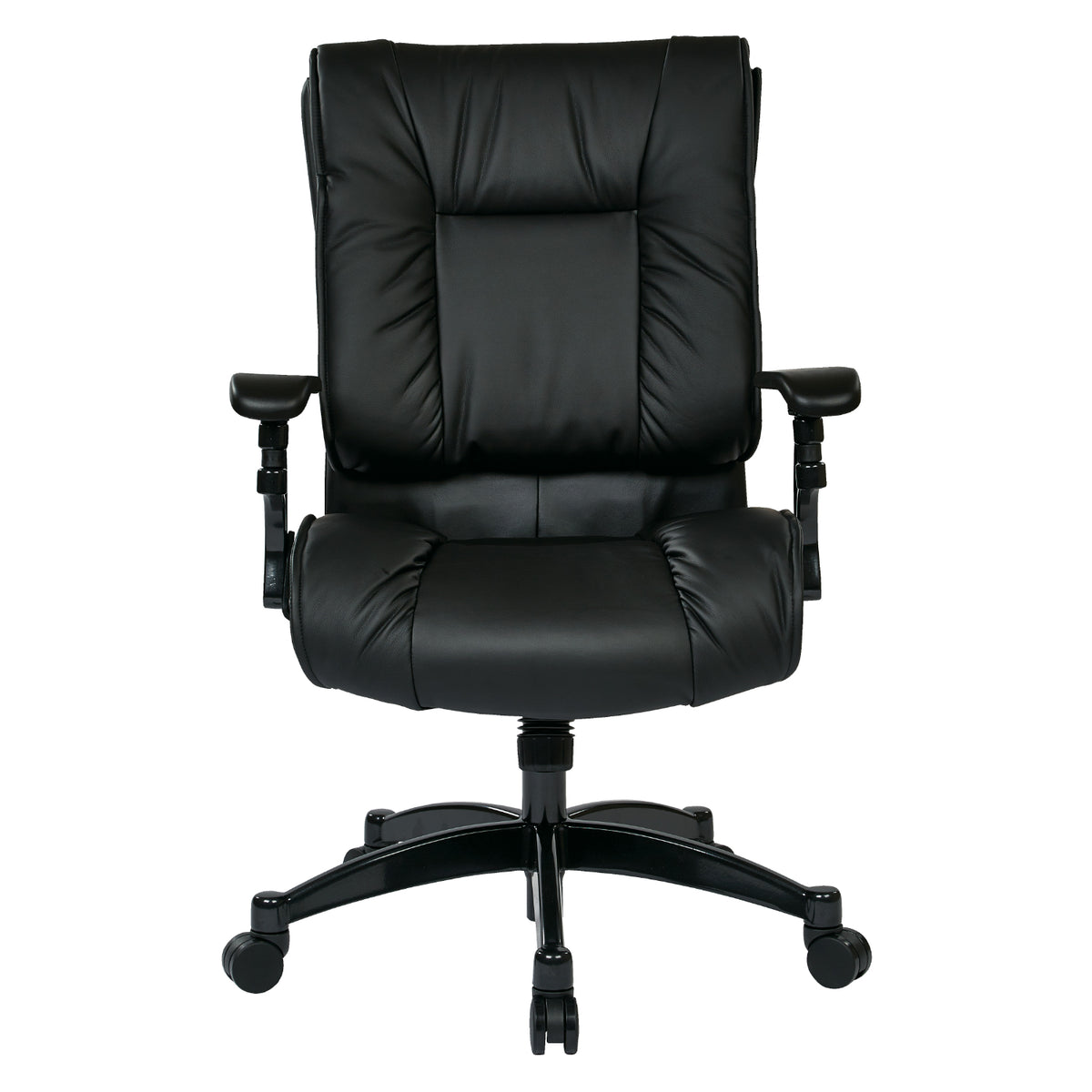 Black Bonded Leather Conference Chair with Cantilever Arms and Industrial Steel Finish Base