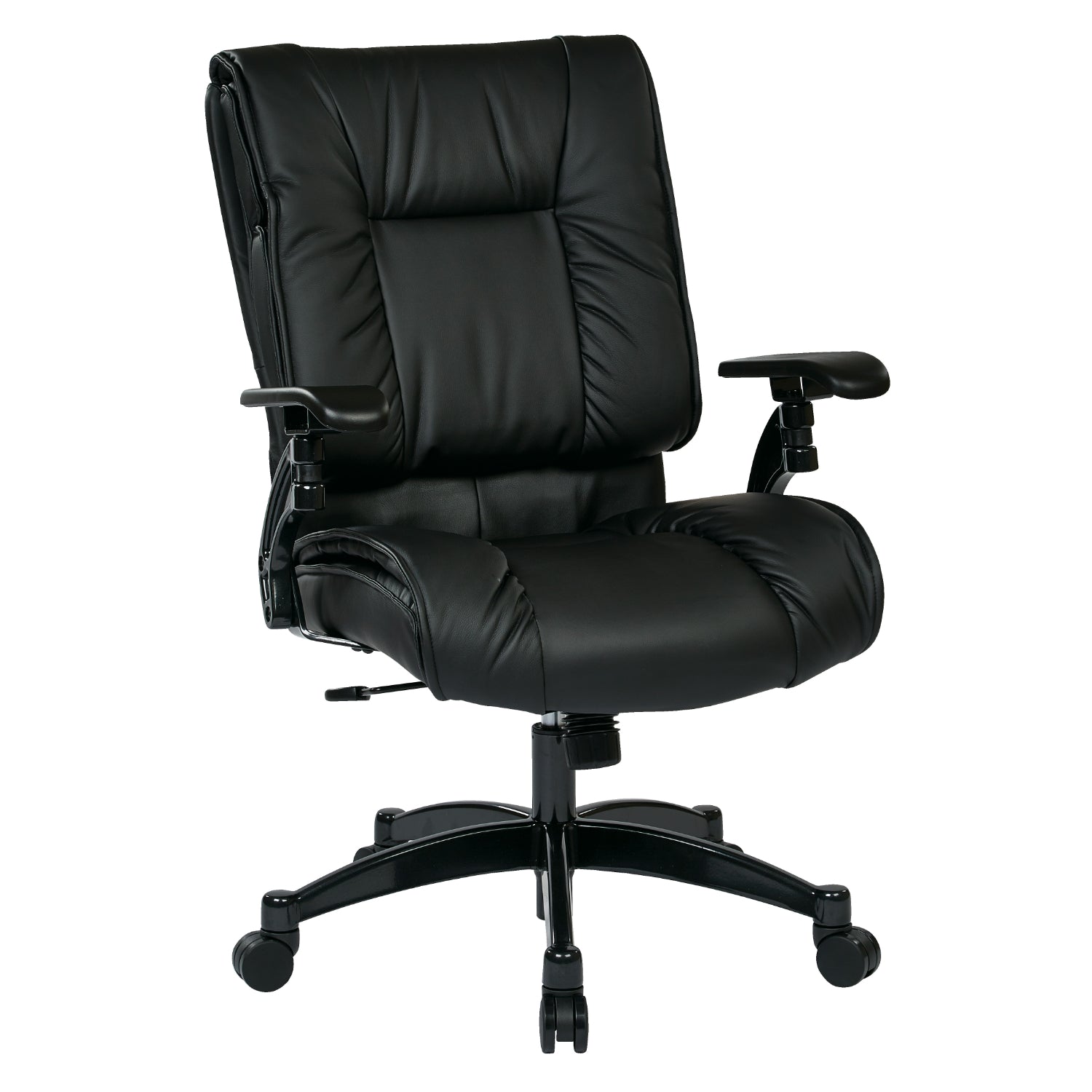 Black Bonded Leather Conference Chair with Cantilever Arms and Industrial Steel Finish Base