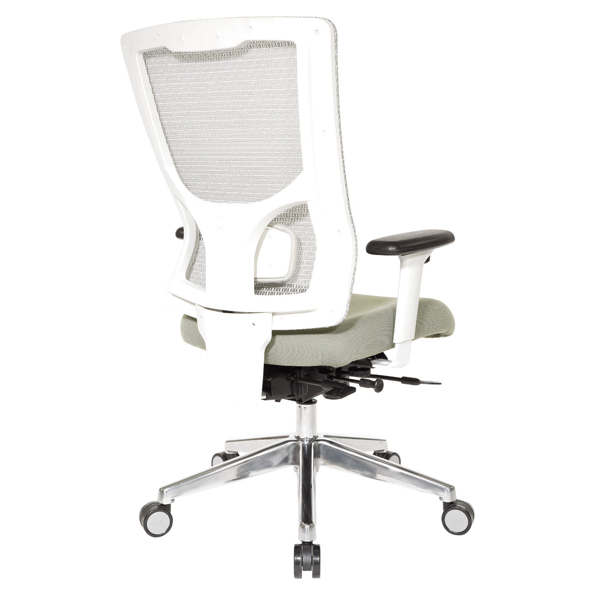 ProGrid® White Mesh High Back Chair, Dove Ivory Padded Seat