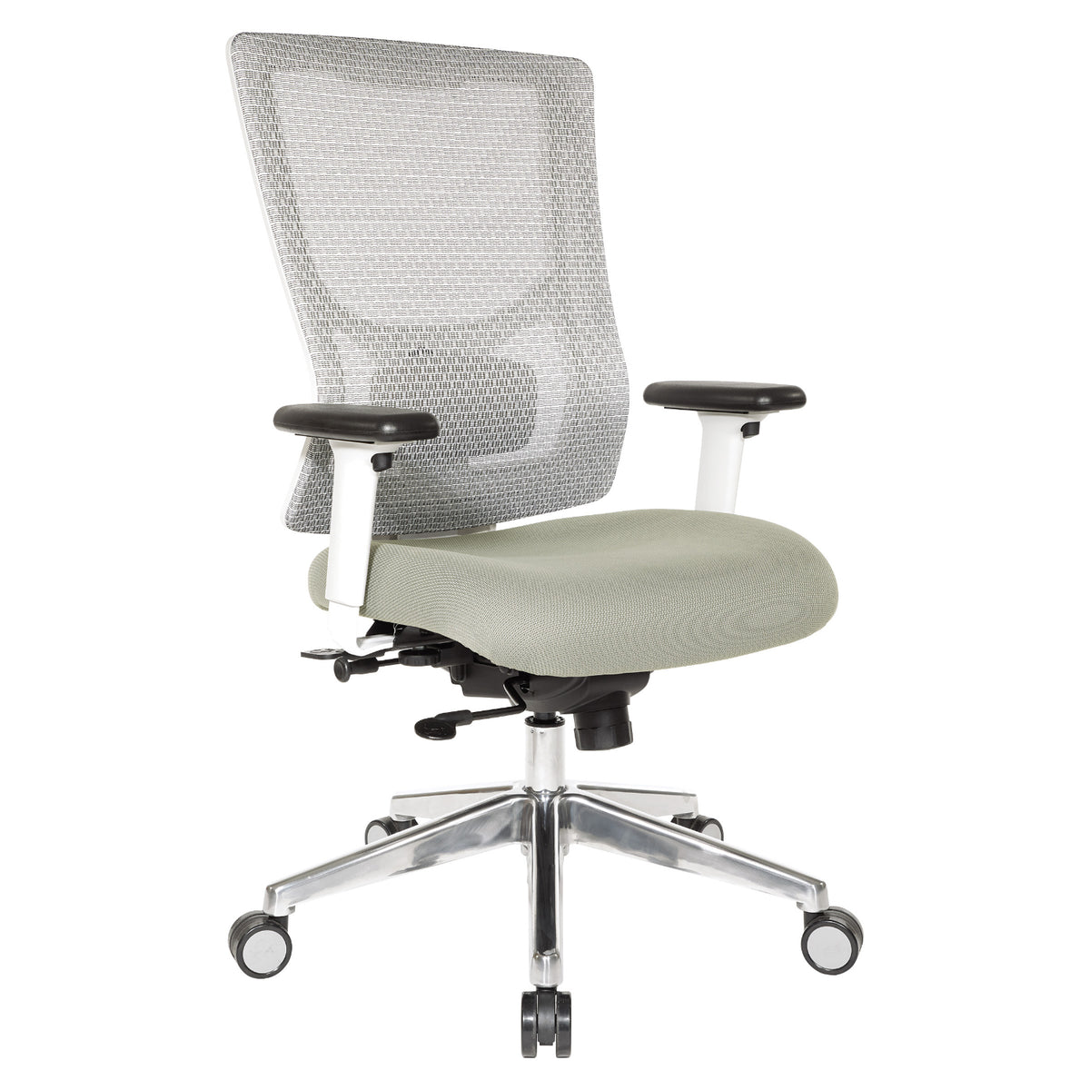 ProGrid® White Mesh High Back Chair, Dove Ivory Padded Seat