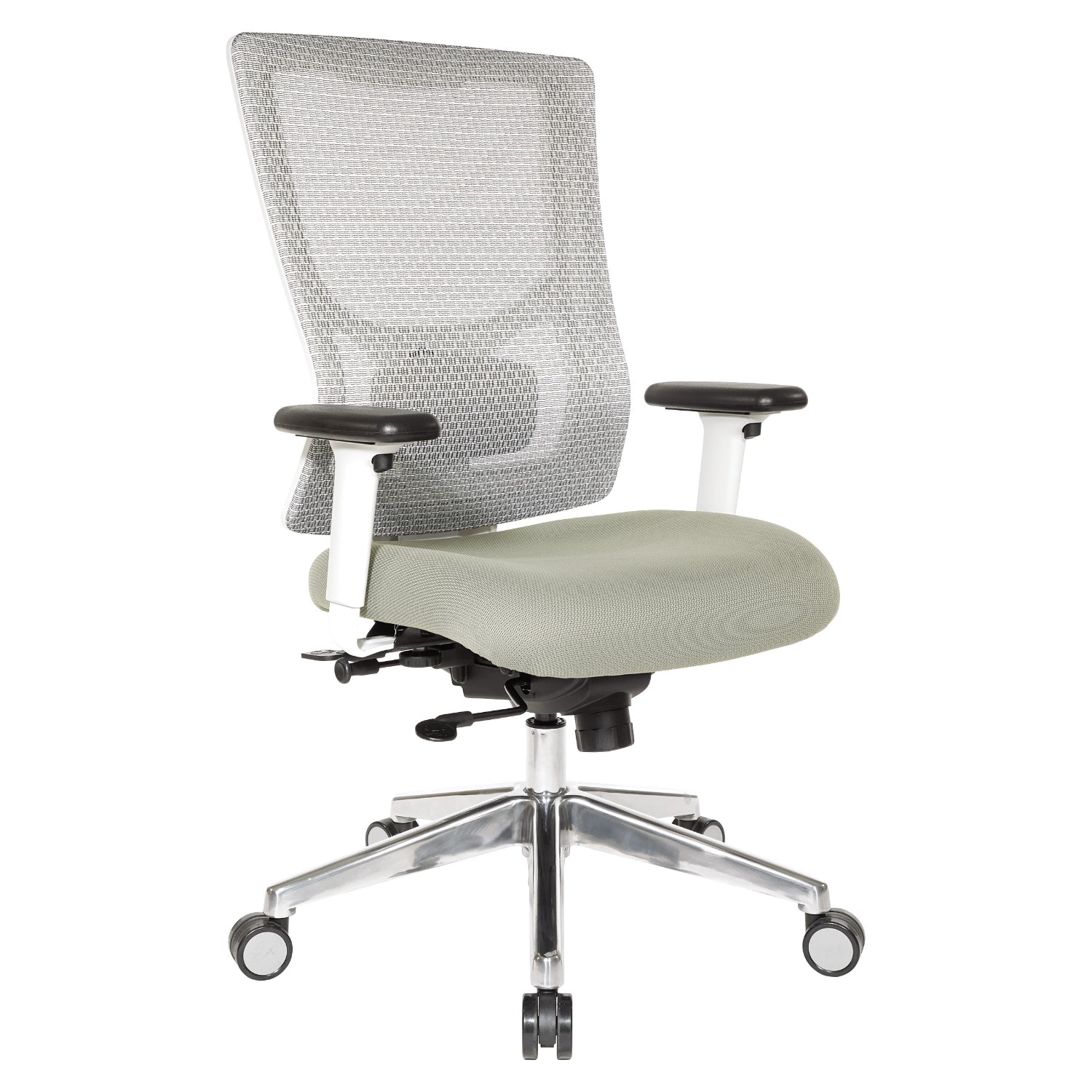 ProGrid® White Mesh High Back Chair, Dove Ivory Padded Seat