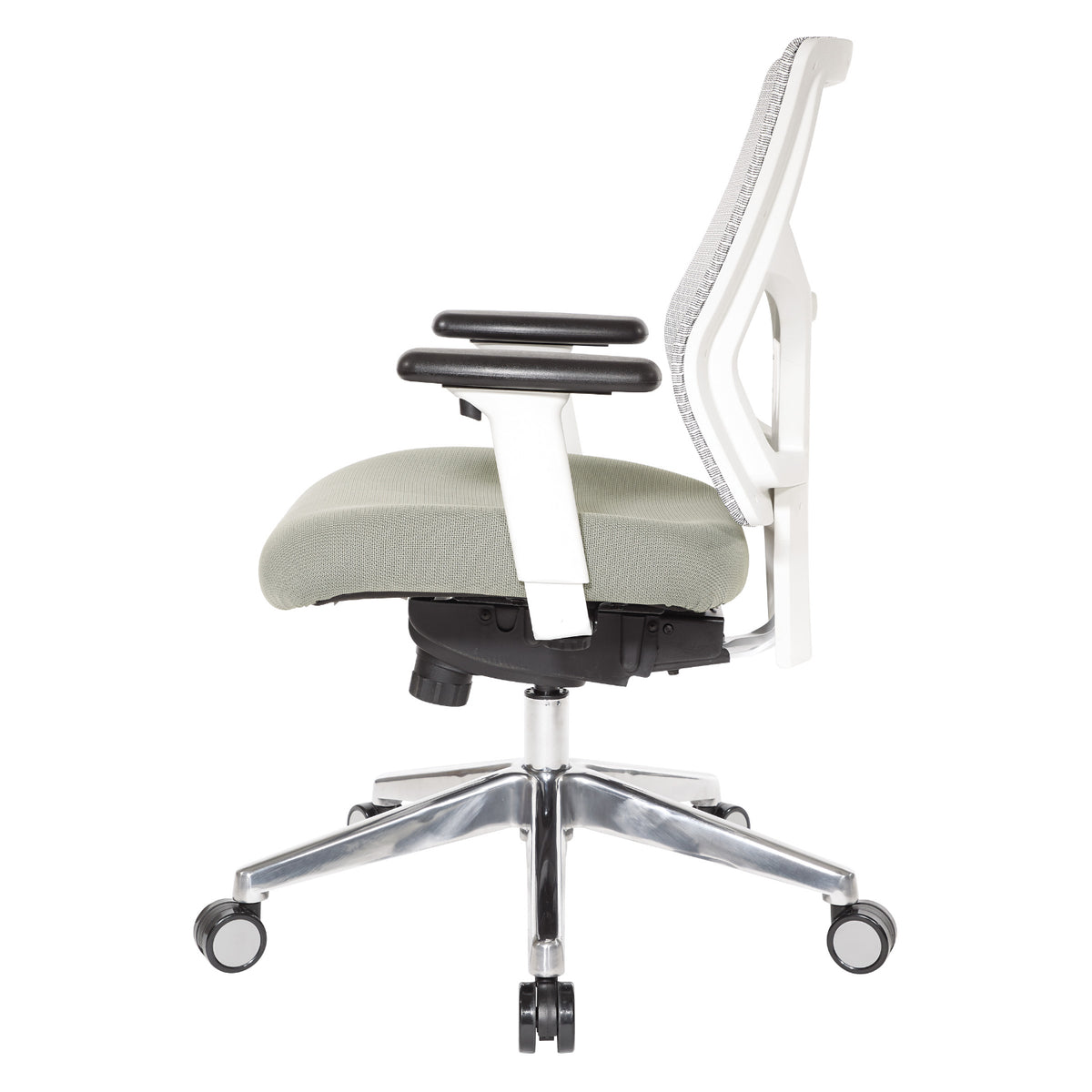 ProGrid® White Mesh Mid Back Chair, Padded Dove Ivory Seat